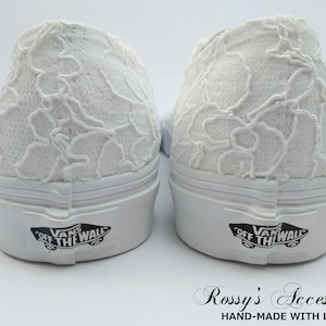 White Lace Wedding Vans /Wedding Vans Sneakers For Bride / White Lace Sneakers / Bridal Vans Shoes /Wedding Authentic Vans . image 6