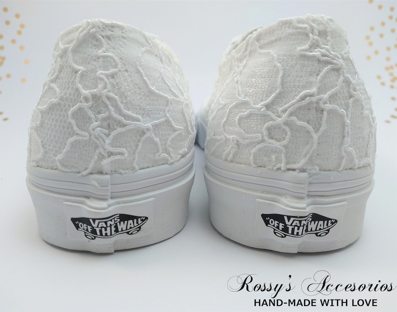 White Lace Wedding Vans /Wedding Vans Sneakers For Bride / White Lace Sneakers / Bridal Vans Shoes /Wedding Authentic Vans . image 6