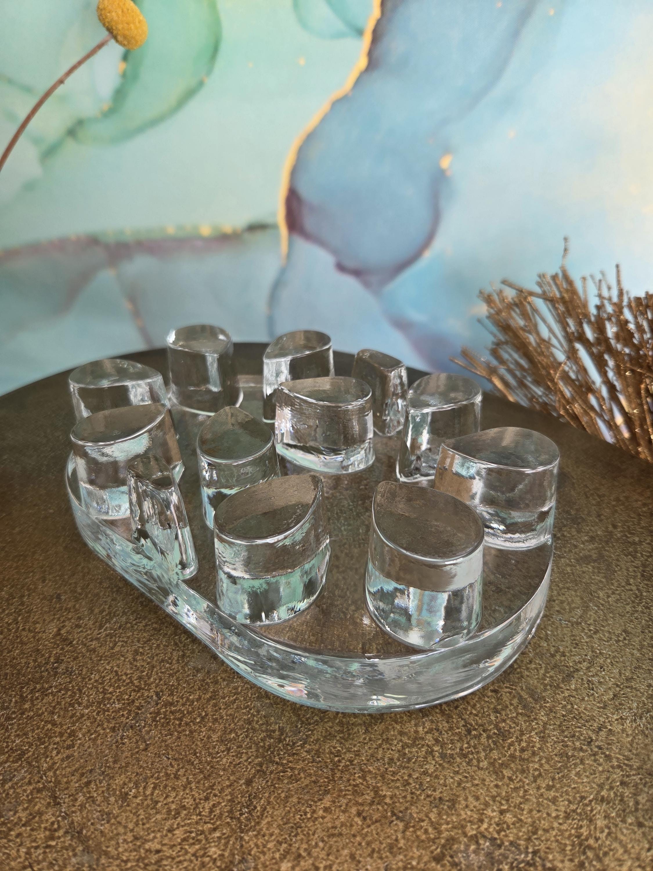 Photophore ovale en verre massif vintage Allemagne 70s — Beyit
