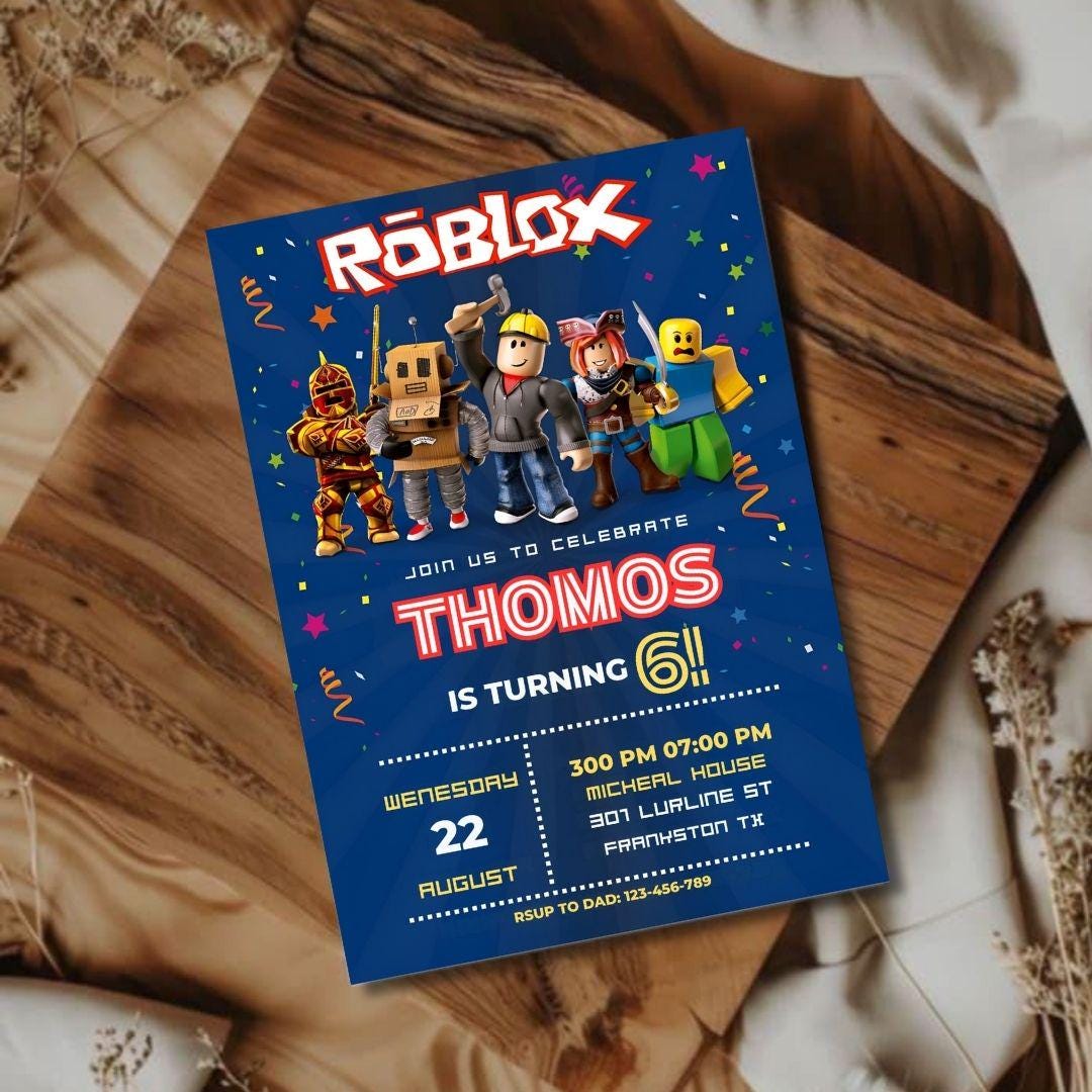 Editable Roblox Birthday Invitation Template, Boys Gamer Party Invite ...