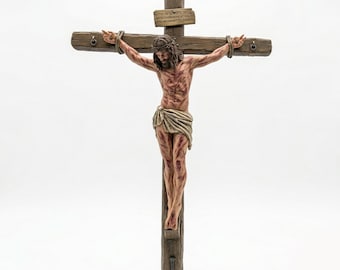 Kreuzigung Jesus Christus 3D STL Modell - Detailreiches religiöses Wandkreuz (2-teiliger digitaler Download)