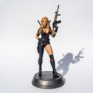 Estatua modular de guerrera – Archivo STL de agente táctico de 24 partes (descarga digital)