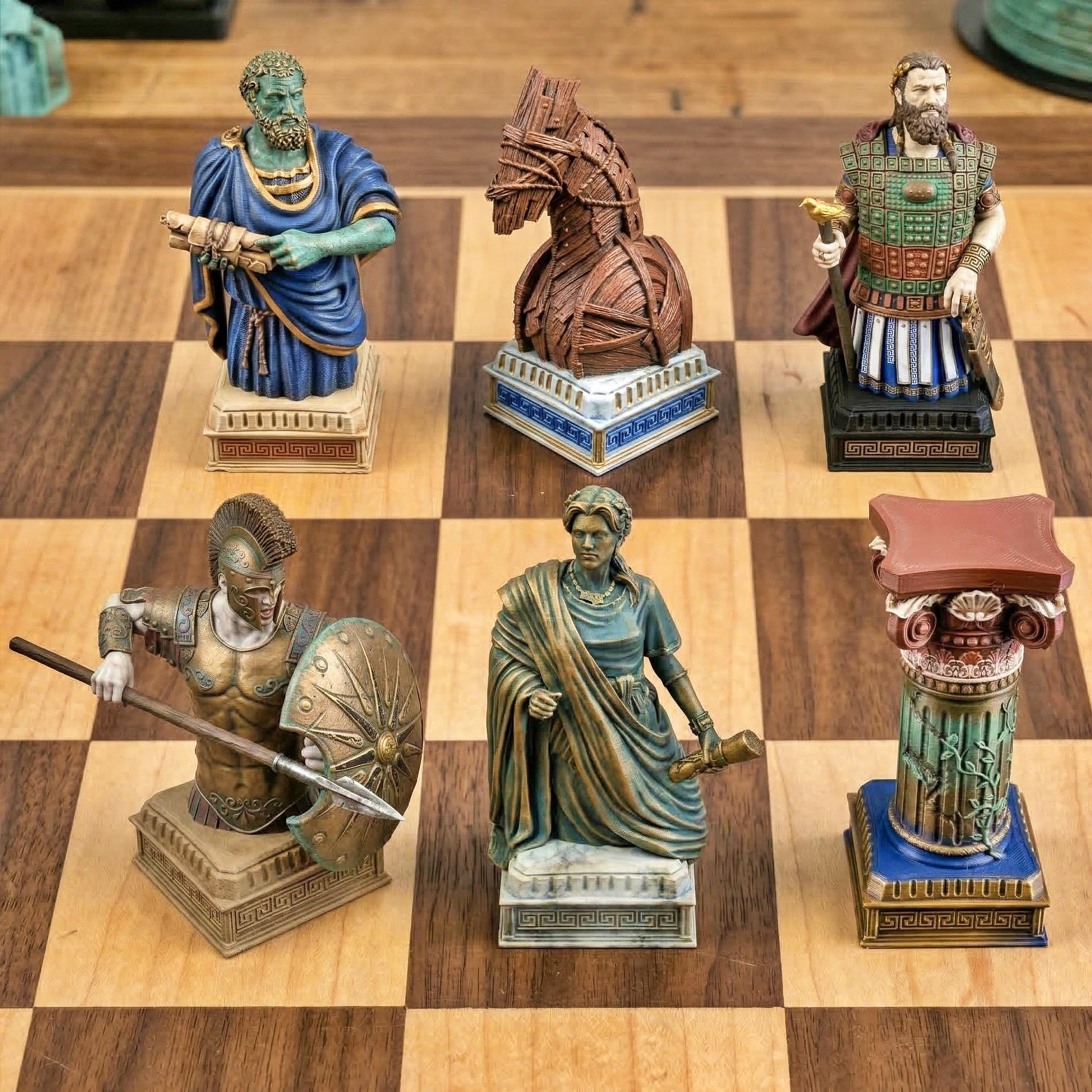 Greek Mythology Chess Set STL Files – Ancient Warrior Statues (digital ...