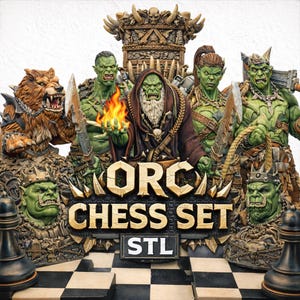 Orc Chess Set STL, Fantasy Warrior & Shaman Bust Pieces (Digital Download)