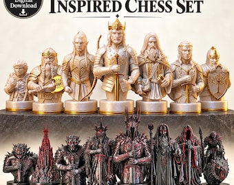 Middle Earth Fantasy Chess Piece STL File, Fellowship vs Dark Army Busts (Digital Download)