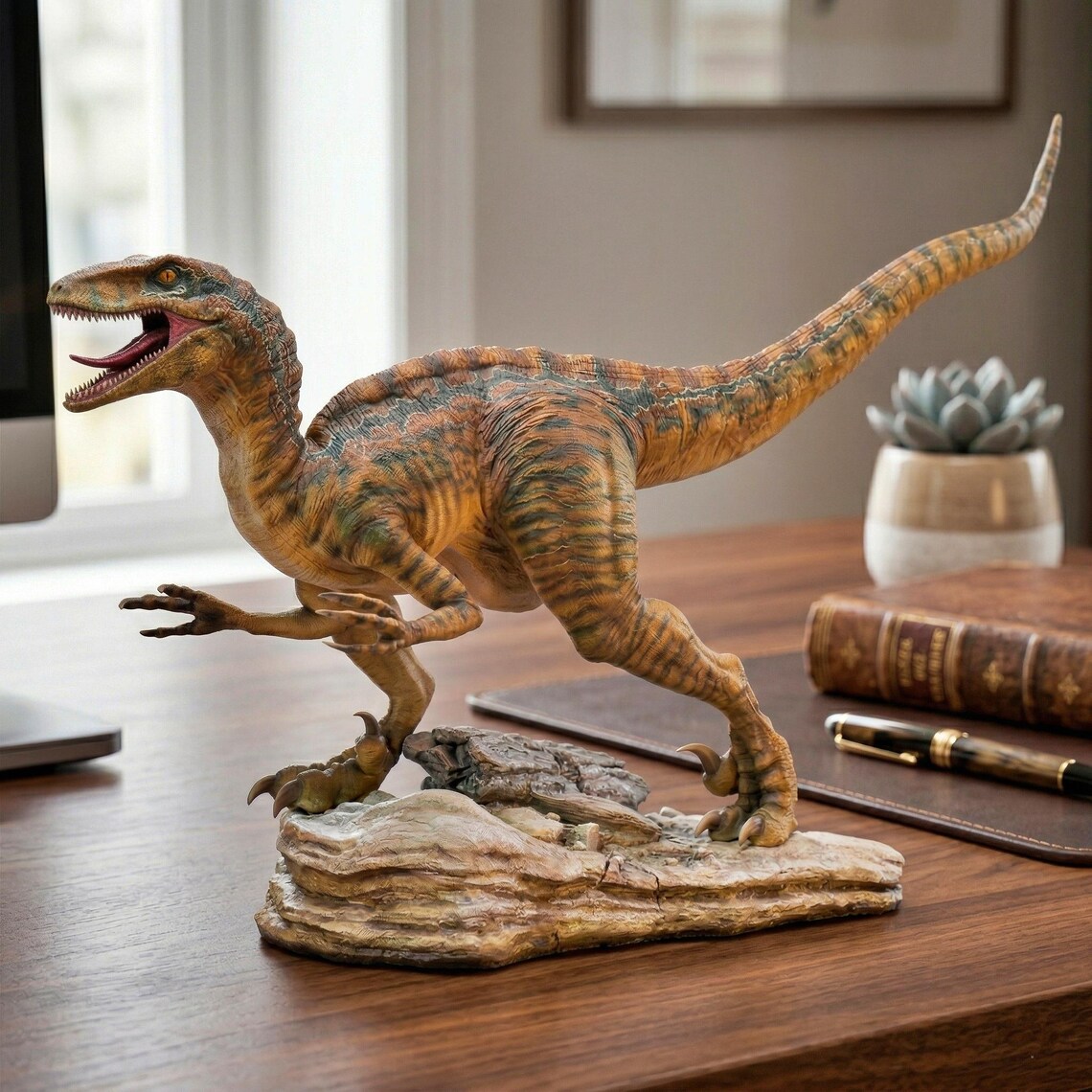 Dinosaur Raptor Model Velociraptor 3D Print Model – High Detail Paleontology Statue Assembly ...