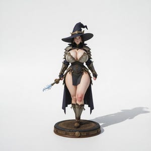 Fantasy Witch Single Piece STL – Female 3D Printable Miniature (Digital Download)