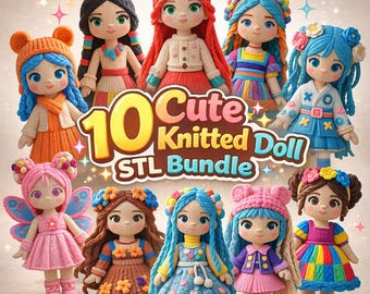 10 Strickpuppen-STL-Bundle, Häkelstil-3D-Druckvorlagen (Digitaler Download)