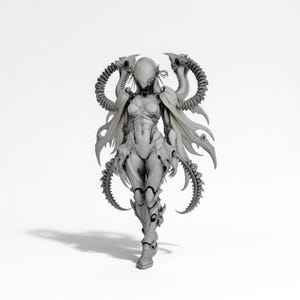Biomechanical Cyborg Assassin Miniature – Sci-Fi Gothic Warrior   Single Piece STL (Digital Download)
