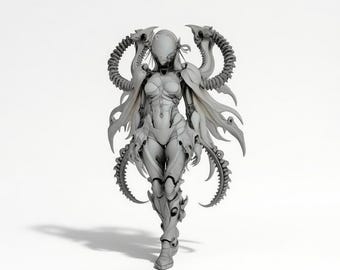 Biomechanische Kriegerin (STL-Datei), Sci-Fi-Cyborg-Figur (Digitaler Download)