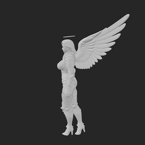 Angelic Valkyrie Warrior 3D Print STL Single Piece Female Paladin 