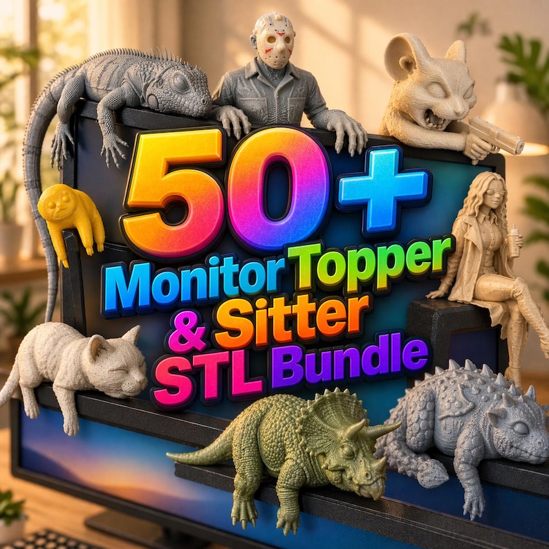 50+ Monitor Topper Sitter STL Bundle – 3D Printable Figures (digital ...