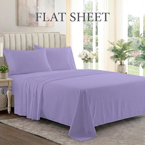 100% Polly Cotton Full Flat Sheet Single Double King Super King Size Bed Sheets