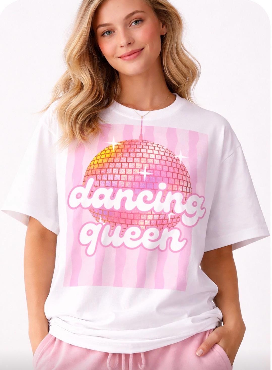 Retro Disco Ball Dancing Queen Print | Pink Preppy Wall Art (digital ...