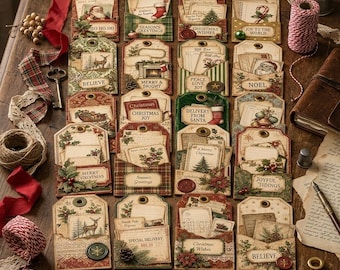 Vintage-Weihnachtsanhänger, viktorianische Weihnachts-Ephemera (Digitaler Download)