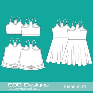 PDF Pattern Bralette Dress, Crop and Tank