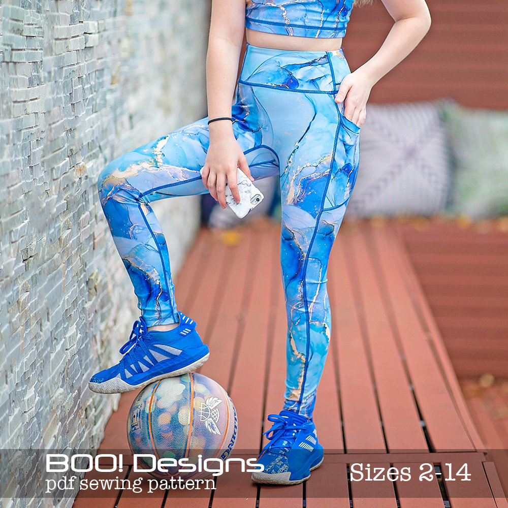 Eugenia Sportswear PDF sewing pattern and sewing tutorial including 4  length leggings and sports bra with racer back style