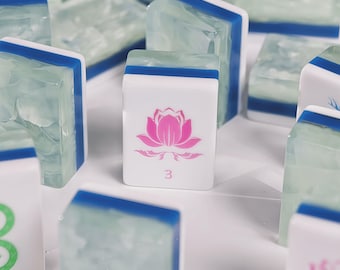 Fließende Wolke Grün Perlglanz Amerikanisches Mahjong Set, grüne Marmor Acrylfliesen, Drachen Mahjong Spiel Set, Geschenk für Mahjong Liebhaber
