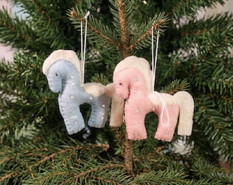 Nadel gefilztes Pferd,Filz Pferd Ornament,Handgefertigte Wolle Wohnkultur,Geschenk für Mutter,Biologisch abbaubar Ornamente,Filz Ornament