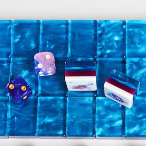 Blue Pearlescent American Mahjong Set, Ocean Marble Acrylic Tiles, Dragon Mahjong Game Set, Gift for Mahjong Lovers image 4