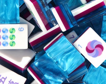 Blue Dragon American Mahjong Set, Ocean Wave Pearl Tiles, Elegantes Mahjong Spiel Set, Geburtstagsgeschenk für Mahjong Spieler
