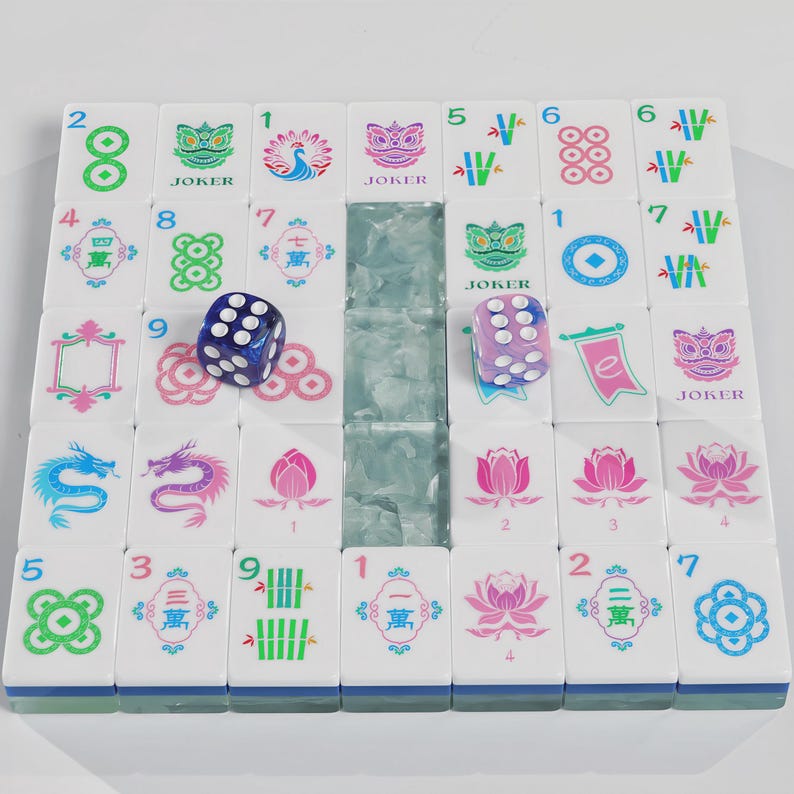 Flowing Cloud Green Pearlescent American Mahjong Set, Green Marble Acrylic Tiles, Dragon Mahjong Game Set, Gift for Mahjong Lovers image 9