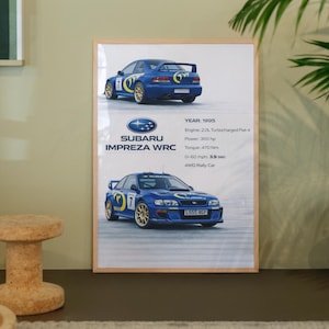Poster Subaru Impreza WRC del 1995 / Auto da rally classica, arte motoristica