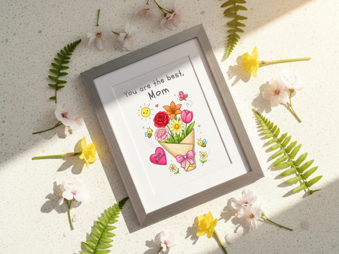 Paper Flower Bouquet for Mom, Floral Coloring Page for Mom, Mothers Day ...