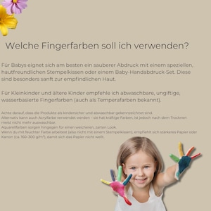 GERMAN Birthday card for Mama, Oma, Tante from child, Happy Birthday handprint craft card, "Alles Gute zum Geburtstag" card German speaker image 8