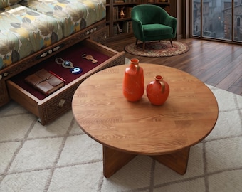 Rustykalny niski stolik kawowy, mały okrągły stolik kawowy, nowoczesny i wyjątkowy stolik kawowy