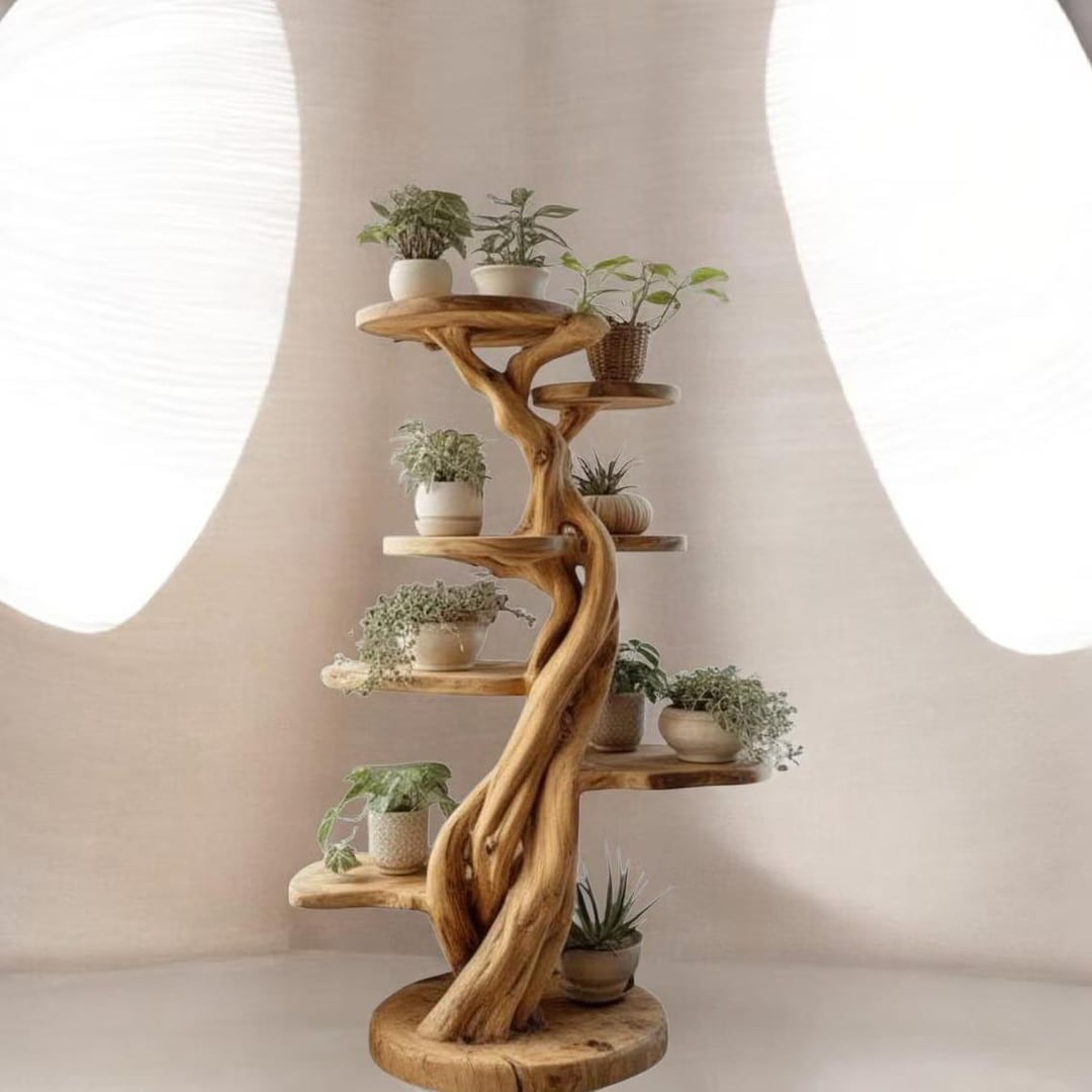 Handmade Wooden Tree Plant Stand