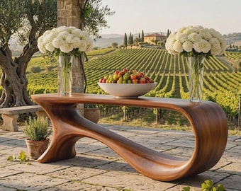 Konsola rzeźbiarska Infinity Loop – ręcznie wykonany mebel artystyczny z litego drewna