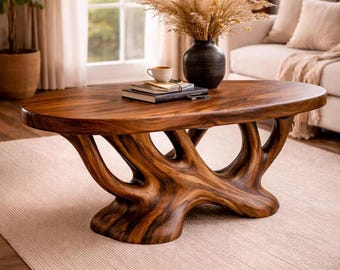 Solid Wood Root Console Table, Sculptural Entryway Hallway Sofa Table