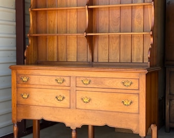 Vintage Stickley Cherry Hutch Buffet, 1953 Solid Wood Cabinet, European Farmhouse Pantry, Open Shelf Hutch, Heirloom Storage Piece