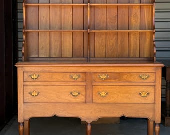 Vintage Stickley Cherry Hutch Buffet, 1953 Solid Wood Cabinet, European Farmhouse Pantry, Open Shelf Hutch, Heirloom Storage Piece