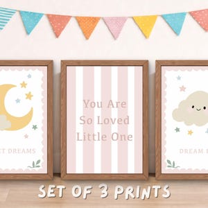 Nursery Print Set | Sweet Dream | Dream Big | You Are So Loved | Cloud & Moon Art | Kids Room Decor | Baby Nursery Prints | Digital Download