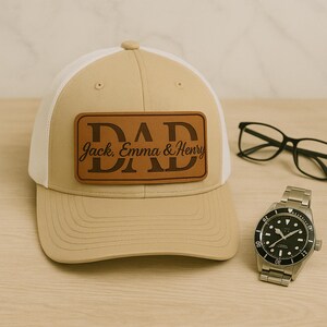 Personalized Dad Trucker Hat, Dad Hat with Kid's Name, Father's Day Gift, Gift from Kids, Custom Grandpa Patch Hat, Birthday Gift for Daddy