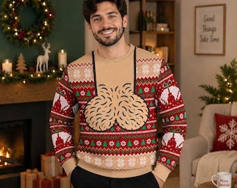 Funny Ugly Christmas Sweatshirt, Jingle Balls Holiday Party Sweater, Funny Gag Gift for Men, Festive Winter Pullover, Christmas Gift idea