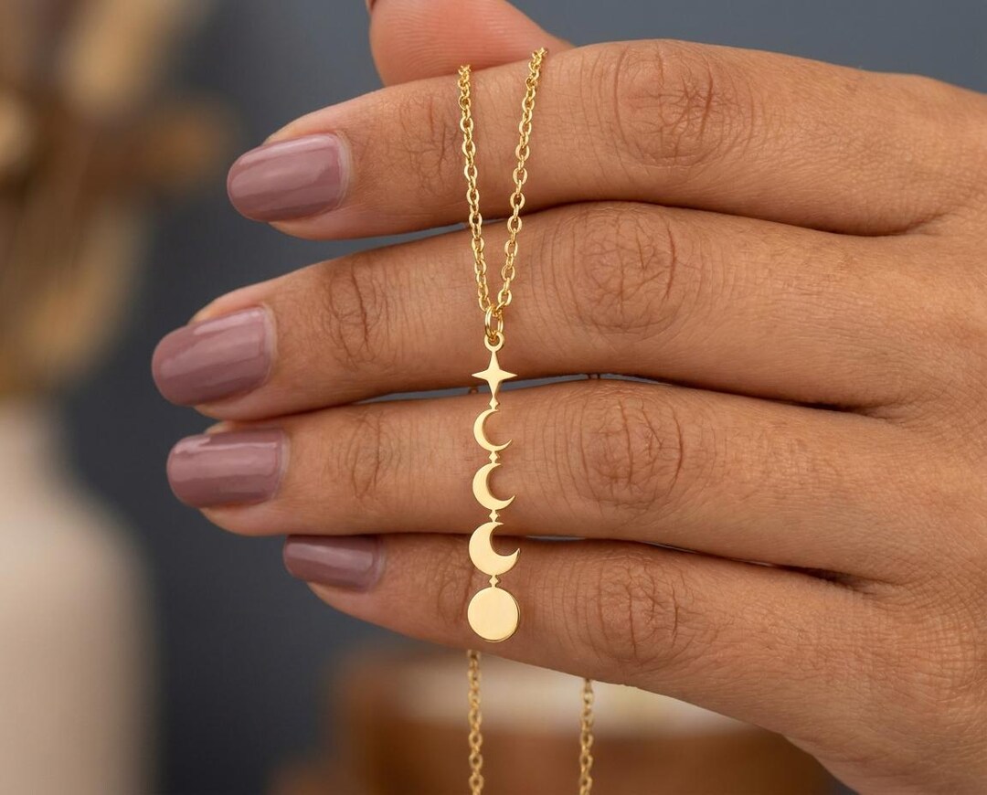 Moon Phases Necklace: Sterling Silver Celestial Jewelry - Etsy