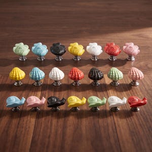 Ceramic Animal Cabinet Knob, Snail Fish Seashell Drawer Pull, Coastal Dresser Handle, Nautical Cupboard Hardware, Kids Furniture Decor