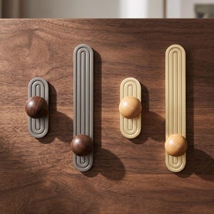 Wood Ball Cabinet Knob and Pull, Art Deco Drawer Handle, Mid Century Dresser Hardware, Wardrobe Door Pull, Kitchen Cupboard Accent Decor