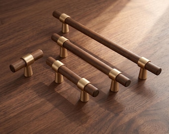 Schrankknopf und -griff aus Walnussholz, Schubladengriff aus Holz, Kommodenbeschläge aus der Mitte des 20. Jahrhunderts, Türgriff aus Japandi für Kleiderschranktüren, modernes Schrankaccessoire