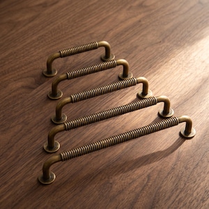 Ribbed Cabinet Knob and Pull, Vintage Drawer Handle, Industrial Dresser Hardware, Long Wardrobe Door Pull, Rustic Cupboard Accent Decor