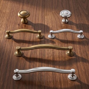 French Style Cabinet Knob and Drawer Pull, Vintage Beaded Dresser Handle, Kitchen Cupboard Wardrobe Door and Bathroom Vanity Hardware