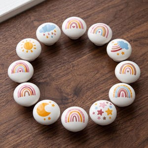 Rainbow Cabinet Knobs, Kids Drawer Pulls, Nursery Dresser Handles, Boho Cupboard Hardware, Cute Wardrobe and Furniture Accent Decor