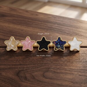 Star Cabinet Knob, Shell Inlay Drawer Pull, Cute Dresser Handle, Nursery Cupboard Hardware, Kids Room Wardrobe Furniture Accent Decor