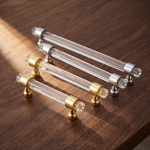 Clear Acrylic Cabinet Pull, Lucite Drawer Handle, Modern Dresser Hardware, Kitchen Cupboard Pull, Wardrobe Door Handle, Vanity Knob