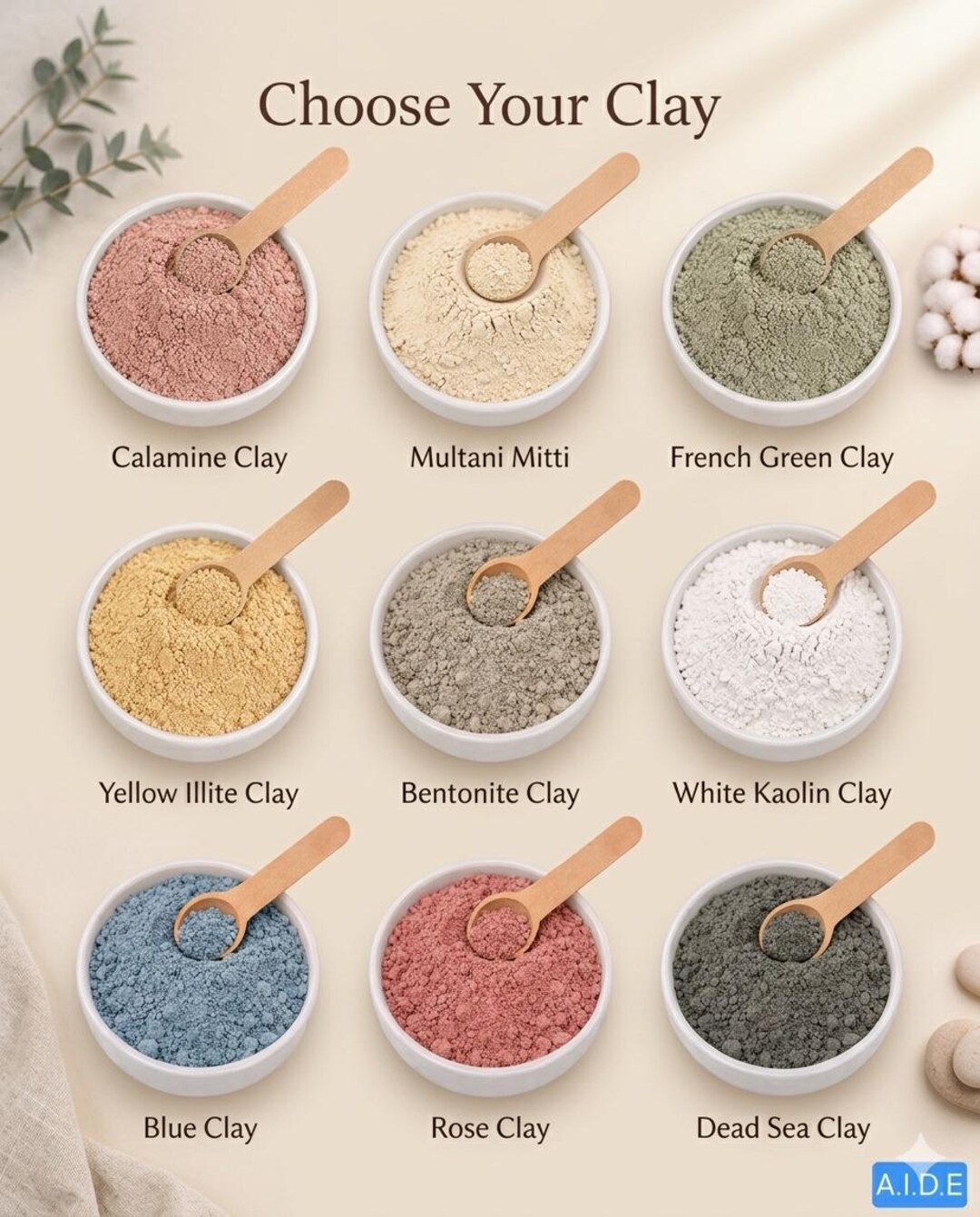 Natural Clay Powder Set for Face Masks | Cosmetic Grade Ingredient for ...