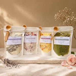 Natural Bath Salts Gift | Lavender, Rose, Citrus, Lime-Lemongrass Spa Salt Soak | Bath Gift for Her | Aromatherapy Spa Gift
