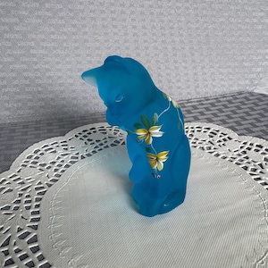 Fenton Blue Satin Cat - Etsy